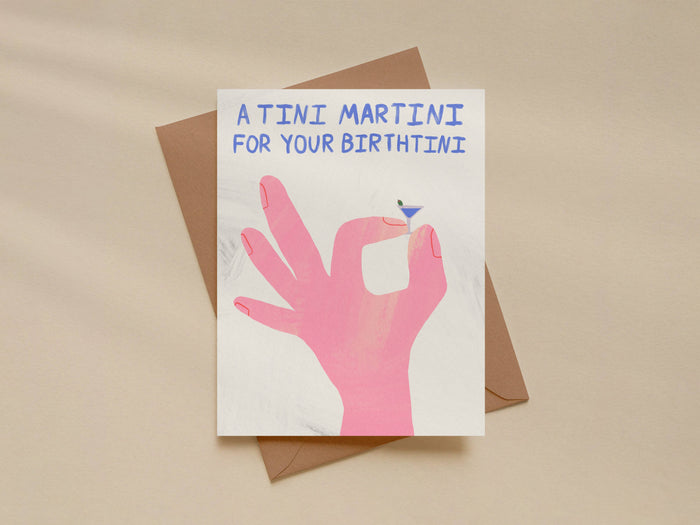 Tiny Martini Birthday – Playful Greeting Card