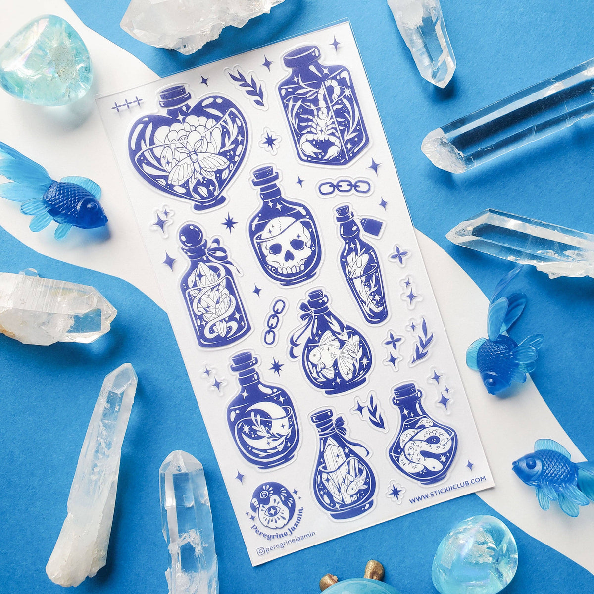 Dreamy Blue Bottles Sticker Sheet