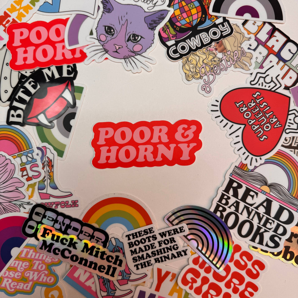 Poor and Horny Vinyl Sticker