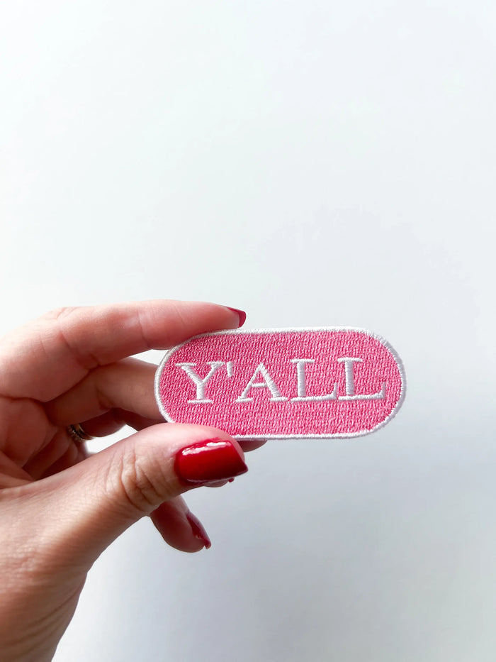 Pink Y'all Embroidered Iron-on Patch