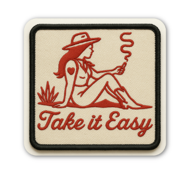 Take It Easy – Western Chic Patch Style Sticker