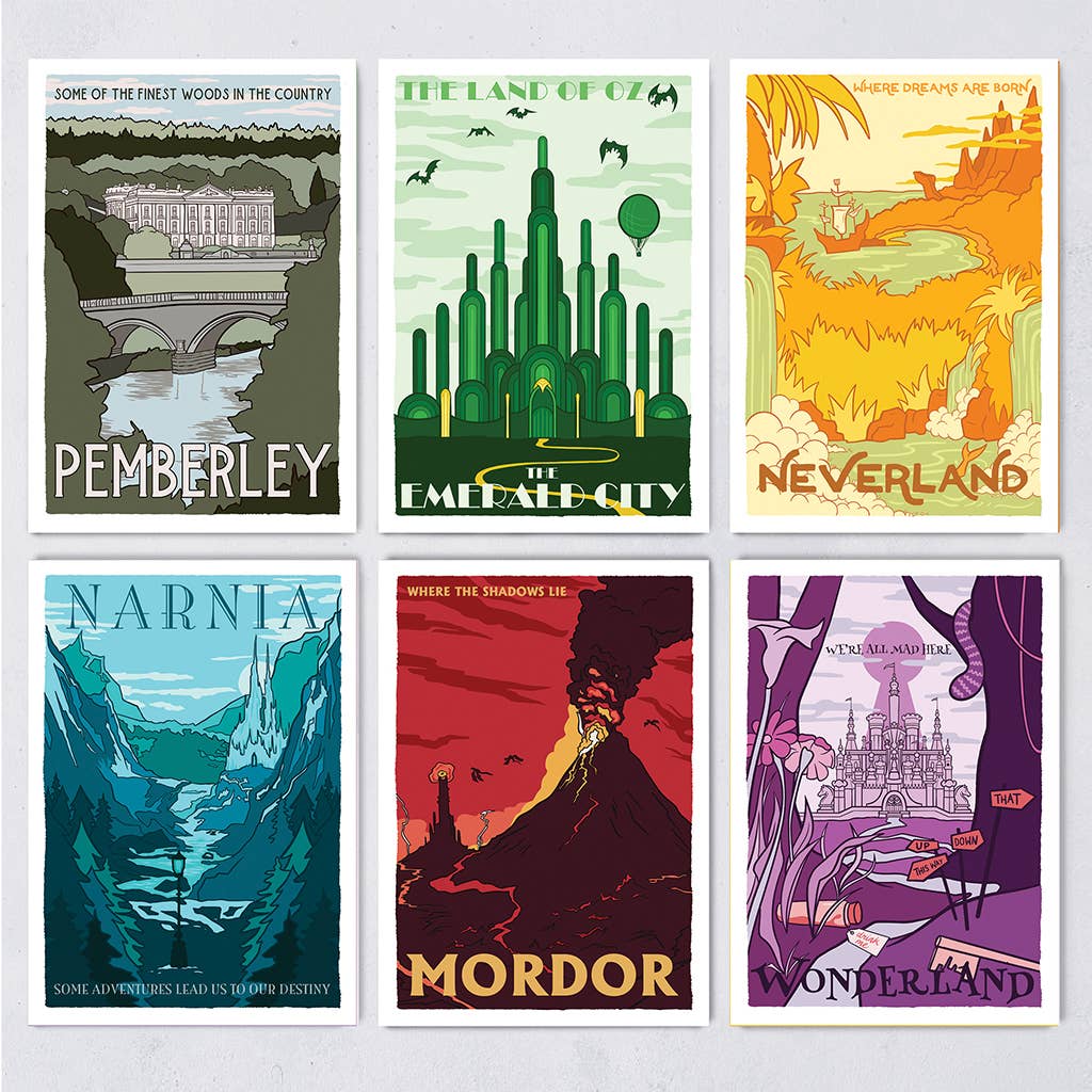 Fictional Travel Postcard Set - Twelve Pack