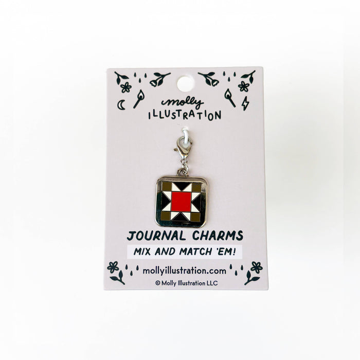 Quilt Square Hard Enamel Journal Charm