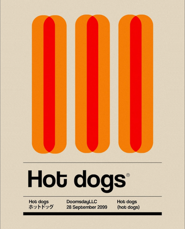 Hot Dogs - Minimalist Food Art Postcard