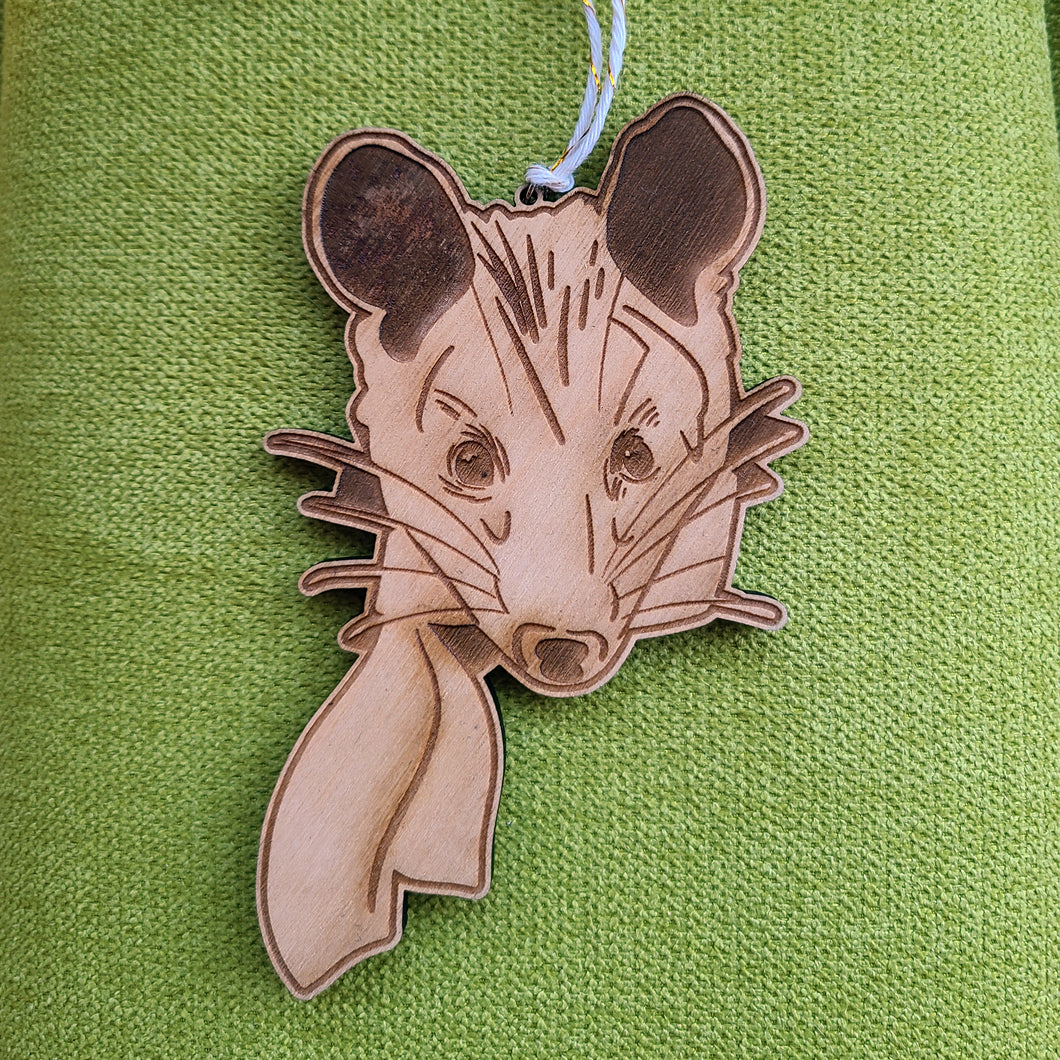 Laser Cut Winter Opossum Ornament