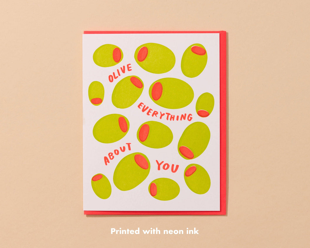 Olive Everything About You Letterpress Food Love Card