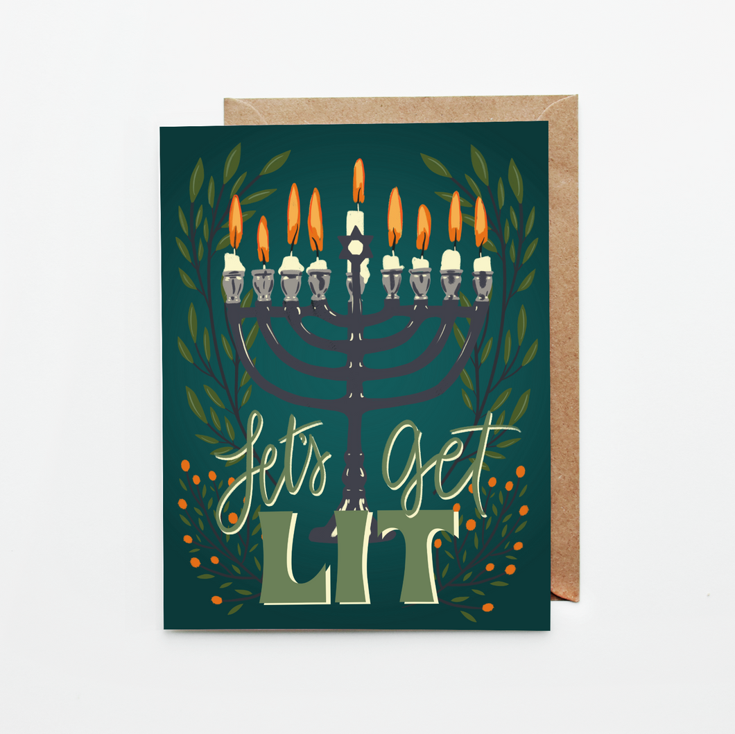 Let's Get Lit Hanukkah Card
