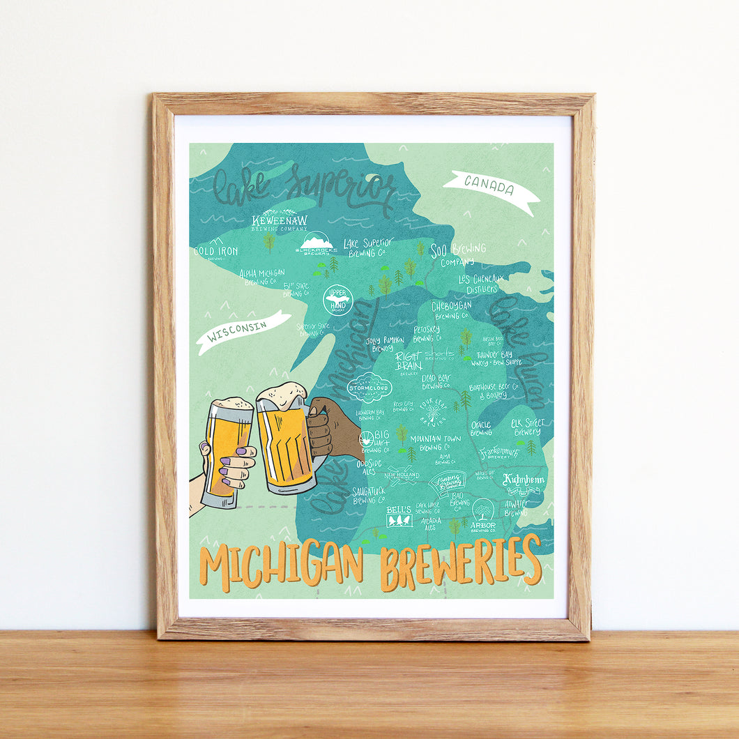 Illustrated Map of Michigan Breweries